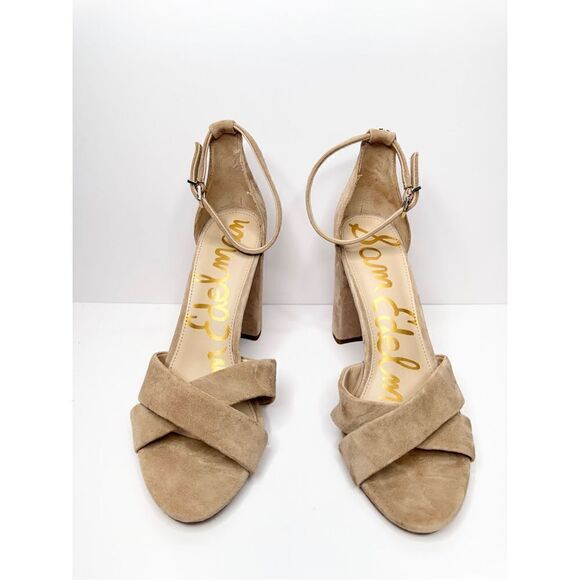 Sam Edelman Sandals Womens Size 10 Tan Suede Ankle Strap Block Heel - Picture 3 of 9